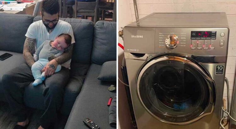 Jaunas tėtis parsivežė į namus naudotą skalbimo mašiną, kurią nusipirko iš nepažįstamo žmogaus. Tačiau jis neteko žado, kai pažvelgė į skalbyklės vidų